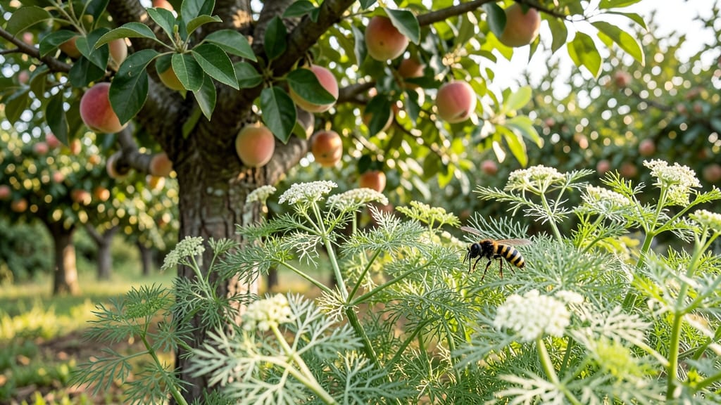 Dill Beside Stone Fruit Trees
