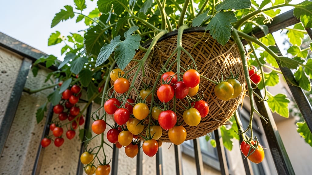 Cherry Tomatoes in Hanging Baskets