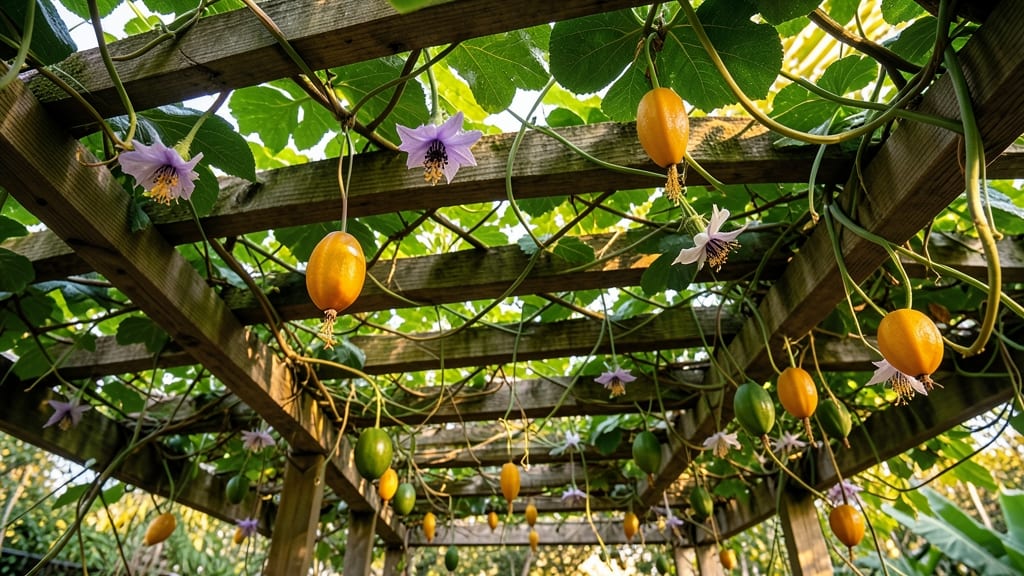 Passion Fruit Vines on Pergolas