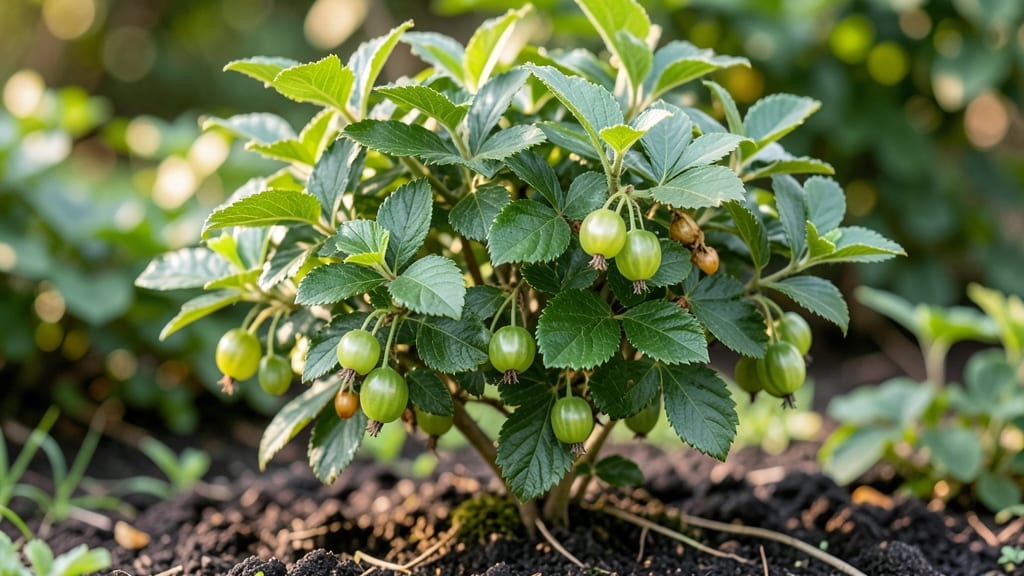 Gooseberry Bushes With Edible Green Berries
