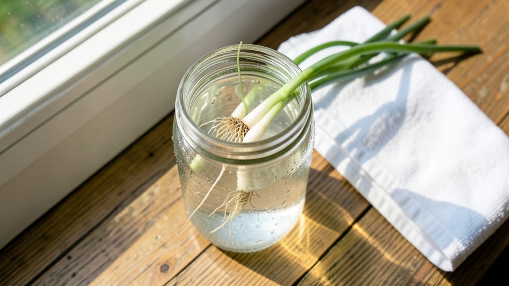 Green Onions in Recycled Containers