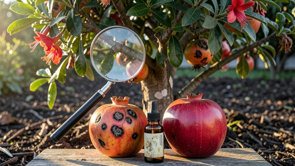 Black Spots on Pomegranate Fruit: Fungal Disease Diagnosis and Organic Cures