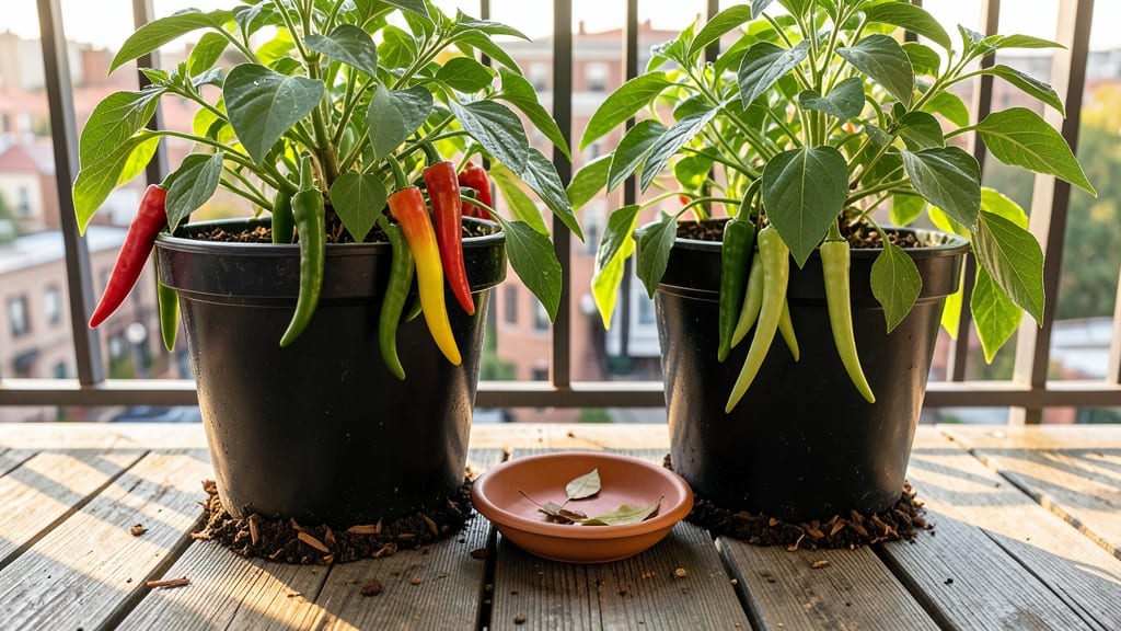 Peppers in Small Pots