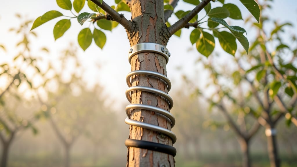 Spiral Tree Supports with Metal Bands