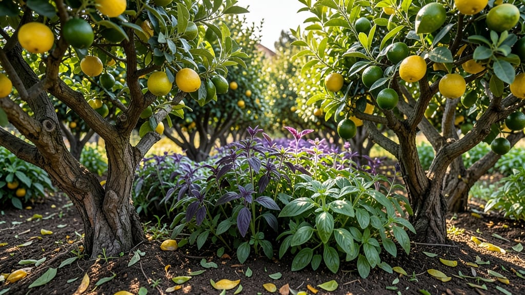 Basil Under Citrus Trees