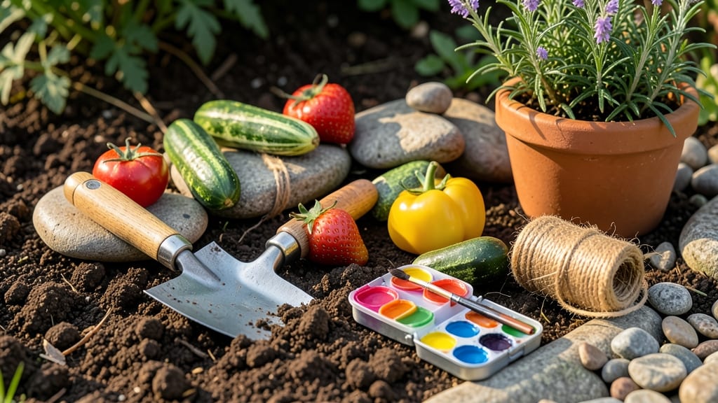 Fruit and Vegetable Painted Rocks: Whimsical Garden Markers for Kids and Adults